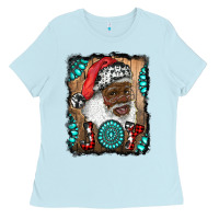 Baby Blue african american santa joy Ladies Tee - RanaPortraitStore