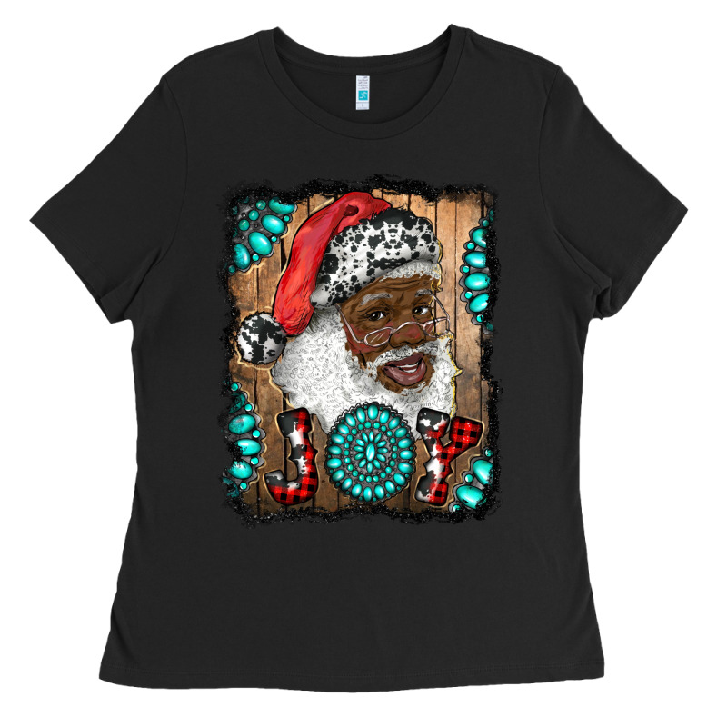 African American Santa Joy Ladies Tee by RanaPortraitStore | Teevron