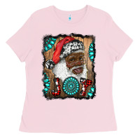 Bubblegum Pink african american santa joy Ladies Tee - RanaPortraitStore