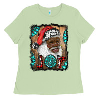 Matcha african american santa joy Ladies Tee - RanaPortraitStore