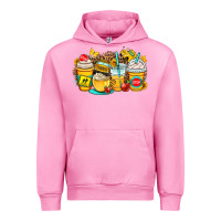 Fuchsia Pink school bus coffee cups Urban Hoodie - OliviaCreatesArt