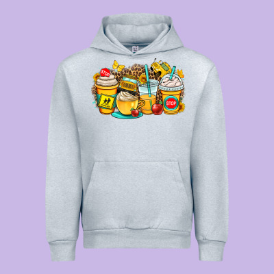 School Bus Coffee Cups Urban Hoodie Designed By Oliviacreatesart