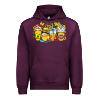 Mauve Wine school bus coffee cups Urban Hoodie - OliviaCreatesArt