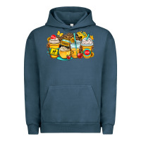 Pigment Midnight Navy school bus coffee cups Urban Hoodie - OliviaCreatesArt