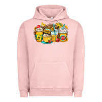 Pigment Salmon school bus coffee cups Urban Hoodie - OliviaCreatesArt