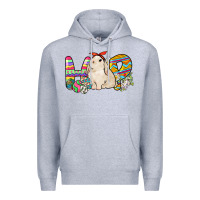Heather Grey Hop rabbit Premium Hoodie - NancyCooperArtShop