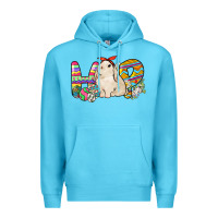 Ocean Blue Hop rabbit Premium Hoodie - NancyCooperArtShop
