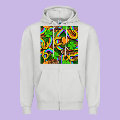 St. Patricks Rainbow Seamless Zipper Hoodie Designed By Bundleandbundleshop