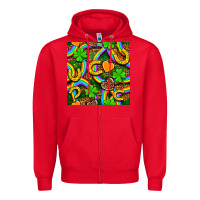 Red St. Patricks rainbow seamless Zipper Hoodie - BundleAndBundleShop