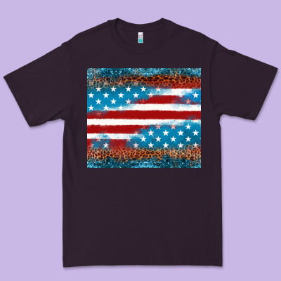 Leopard Glitter American Flag Tumbler Premium Tee Designed By Neo Western