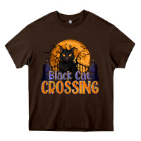 Chocolate Brown Black Cat Crossing Heavy Core Tee - texasbilliewilder
