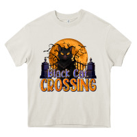 Cream Black Cat Crossing Heavy Core Tee - texasbilliewilder
