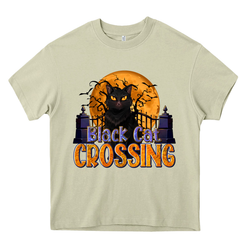 Black Cat Crossing Heavy Core Tee by texasbilliewilder | Teevron