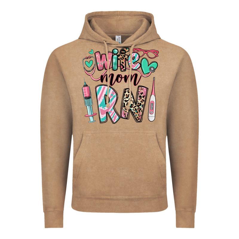 Wife Mom Rn Registered Nurse Vintage Hoodie by RanaPortraitStore | Teevron