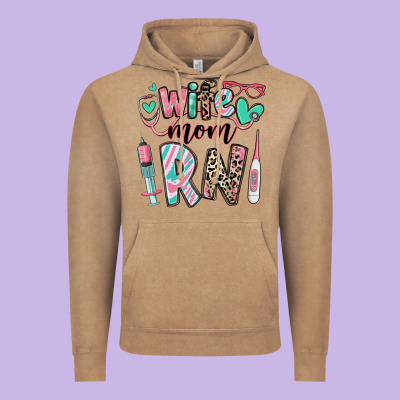 Wife Mom Rn Registered Nurse Vintage Hoodie Designed By Ranaportraitstore