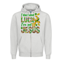 Dove Grey I Don't Need Luck I've Got Jesus St. Patricks Zipper Hoodie - BundleAndBundleShop
