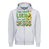 Heather Grey I Don't Need Luck I've Got Jesus St. Patricks Zipper Hoodie - BundleAndBundleShop