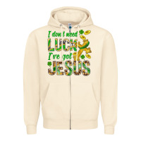 Sandshell I Don't Need Luck I've Got Jesus St. Patricks Zipper Hoodie - BundleAndBundleShop