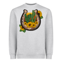 Heather Grey western horseshoe sunflower cactus Heavyweight Sweatshirt - BarkalooDesign