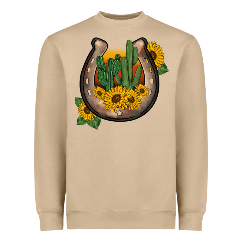 Western Horseshoe Sunflower Cactus Heavyweight Sweatshirt by BarkalooDesign | Teevron