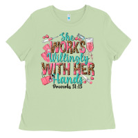 Matcha she works willingly with her hands Ladies Tee - texasbilliewilder