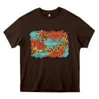 Chocolate Brown western leopard tooled leather background Heavy Core Tee - Zillion Design Studio