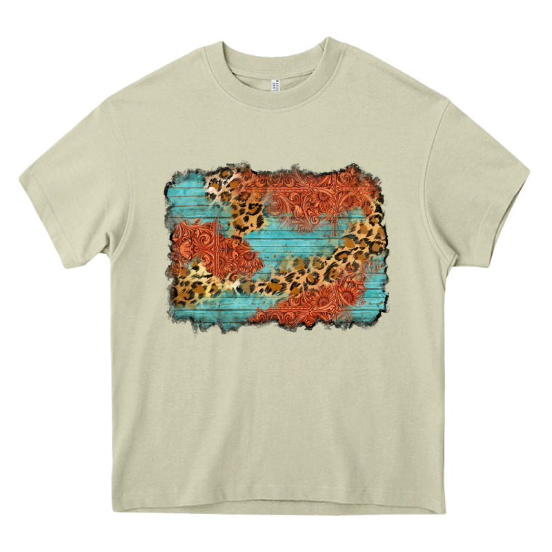 Western Leopard Tooled Leather Background Heavy Core Tee by Zillion Design Studio | Teevron