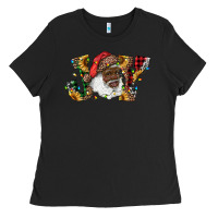 Black african american santa joy with sunflowers Ladies Tee - RanaPortraitStore