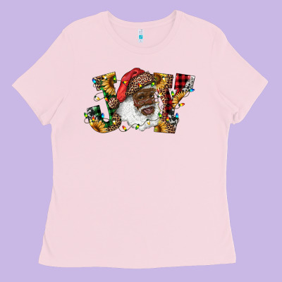African American Santa Joy With Sunflowers Ladies Tee Designed By Ranaportraitstore
