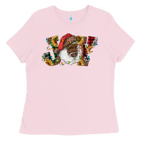 Bubblegum Pink african american santa joy with sunflowers Ladies Tee - RanaPortraitStore