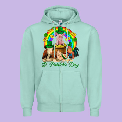 St. Patrick's Day Farm Animal Png Zipper Hoodie Designed By Bundleandbundleshop