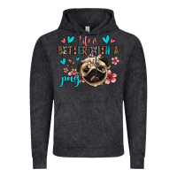 Vintage Black life is better with a pug Vintage Hoodie - Jasminsmagicworld
