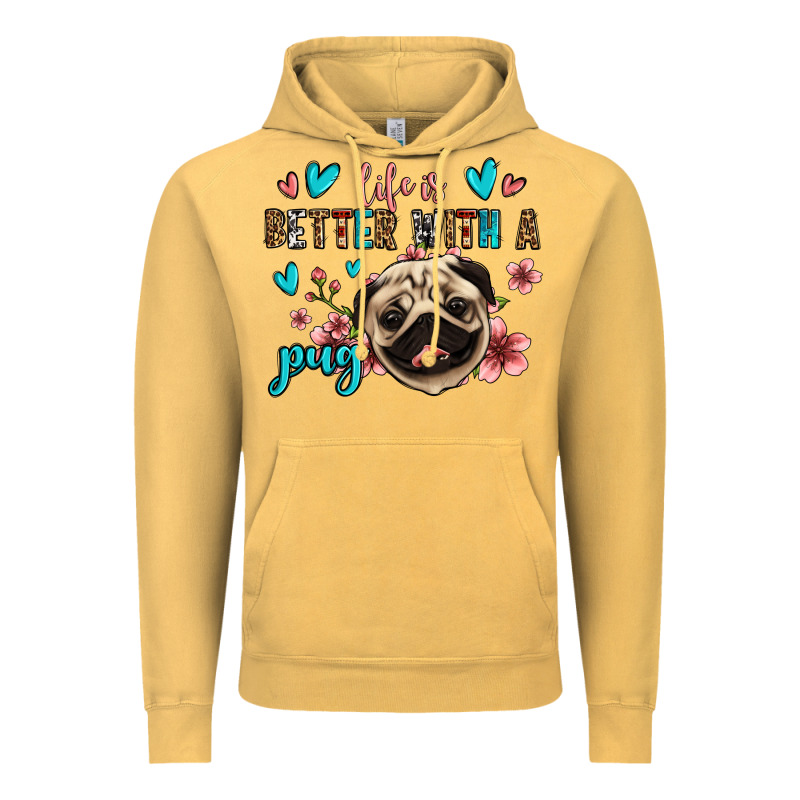Life Is Better With A Pug Vintage Hoodie by Jasminsmagicworld | Teevron