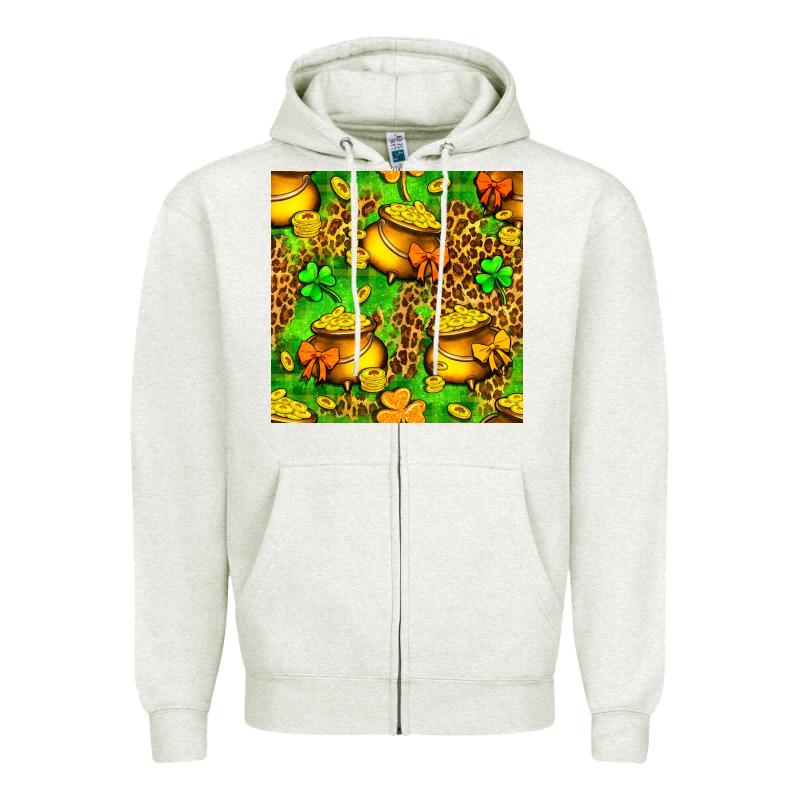 St. Patrick's Pot Of Gold Seamless Pattern Zipper Hoodie by BundleAndBundleShop | Teevron