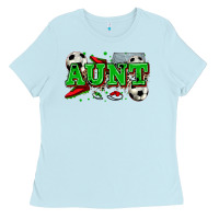 Baby Blue aunt soccer Ladies Tee - Zillion Design Studio