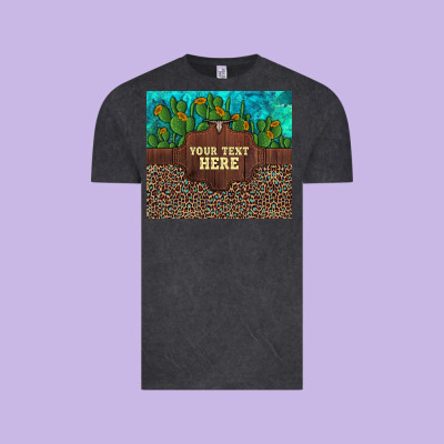 Preview Custom Cactus And Sunflowers Leopard Turquoise Vintage Tee Designed By Artiststas