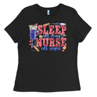 Black sleep all day nurse all night Ladies Tee - texasbilliewilder