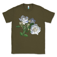 Army Green white dawn rose Classic Tee - LillyAllenDesigns