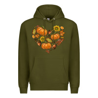 Army Green Fall Heart Premium Hoodie - texasbilliewilder