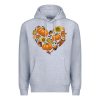 Heather Grey Fall Heart Premium Hoodie - texasbilliewilder