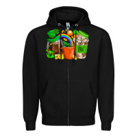 Black St. Patricks Day Coffee Cups Zipper Hoodie - BundleAndBundleShop