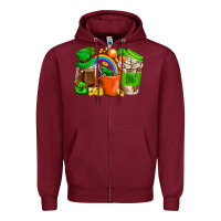 Burgundy St. Patricks Day Coffee Cups Zipper Hoodie - BundleAndBundleShop