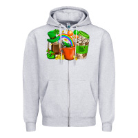 Heather Grey St. Patricks Day Coffee Cups Zipper Hoodie - BundleAndBundleShop
