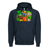Navy St. Patricks Day Coffee Cups Zipper Hoodie - BundleAndBundleShop