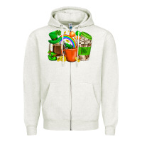 Oatmeal Heather St. Patricks Day Coffee Cups Zipper Hoodie - BundleAndBundleShop