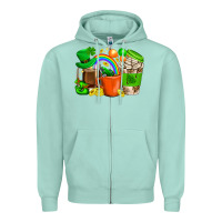 Seafoam St. Patricks Day Coffee Cups Zipper Hoodie - BundleAndBundleShop