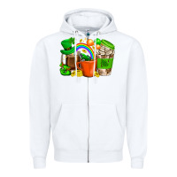 White St. Patricks Day Coffee Cups Zipper Hoodie - BundleAndBundleShop
