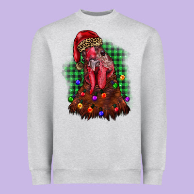 Christmas Rooster Heavyweight Sweatshirt Designed By Barkaloodesign