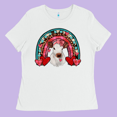 Valentines Heifer Rainbow Ladies Tee Designed By Jahusdesignshop