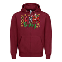 Burgundy Santa Baby With Santa Zipper Hoodie - BundleAndBundleShop
